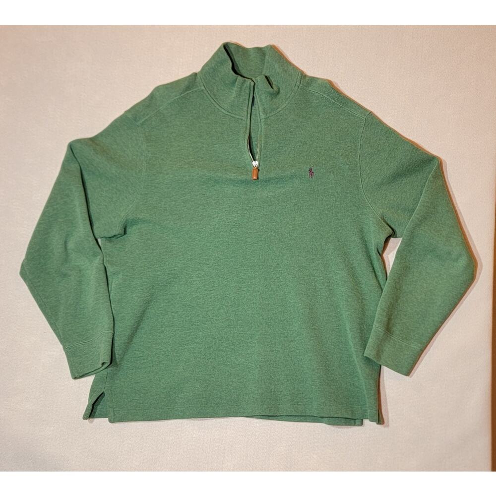 Polo Ralph Lauren Men's XL Green 1/4 Zip Cotton Pullover Sweater